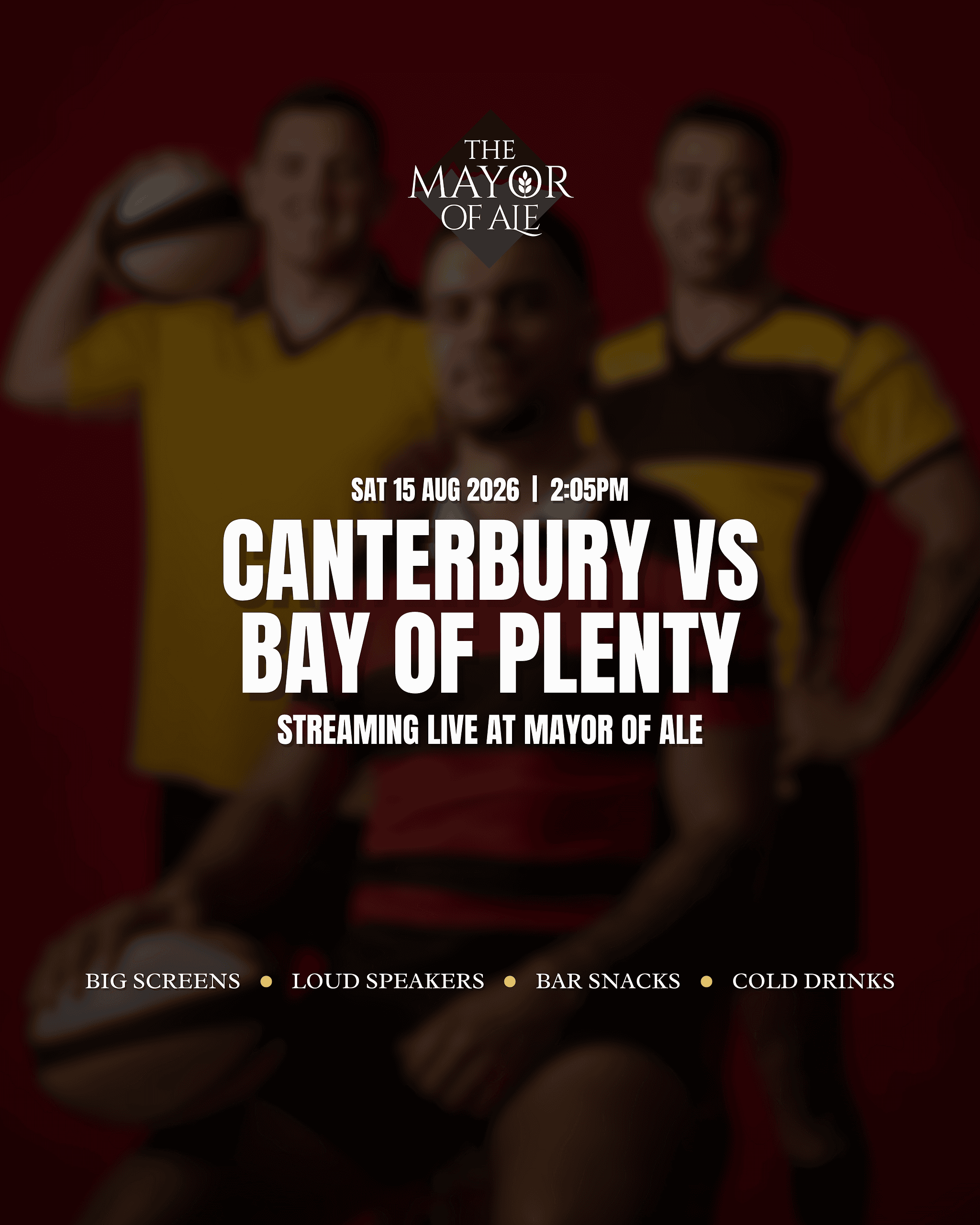 Canterbury vs Bay of Plenty - Saturday 15 Aug 2026, streaming live at Mayor of Ale